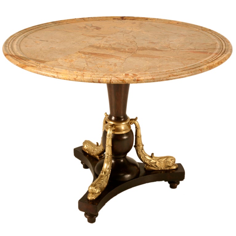 Exquisite 41" Antique French Empire Gueridon/Table w/Fish Base