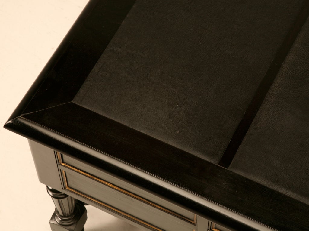 Restored Ebonized Antique French Bureau Plat/Desk w/Gilt Accents 1