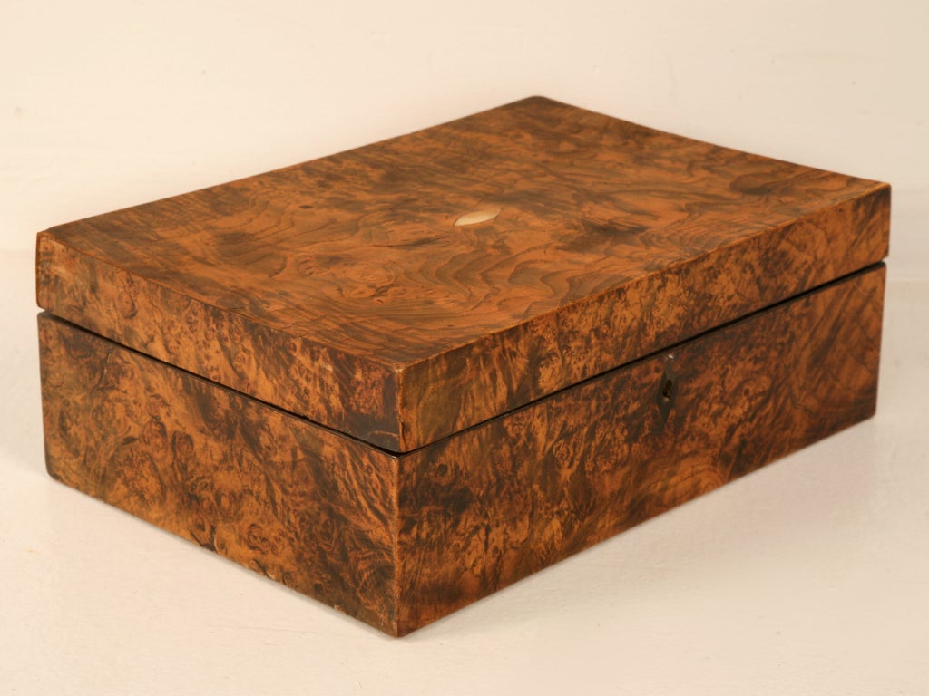 Gorgeous Antique French Burled Walnut Keepsake Box w/Fitted Int.