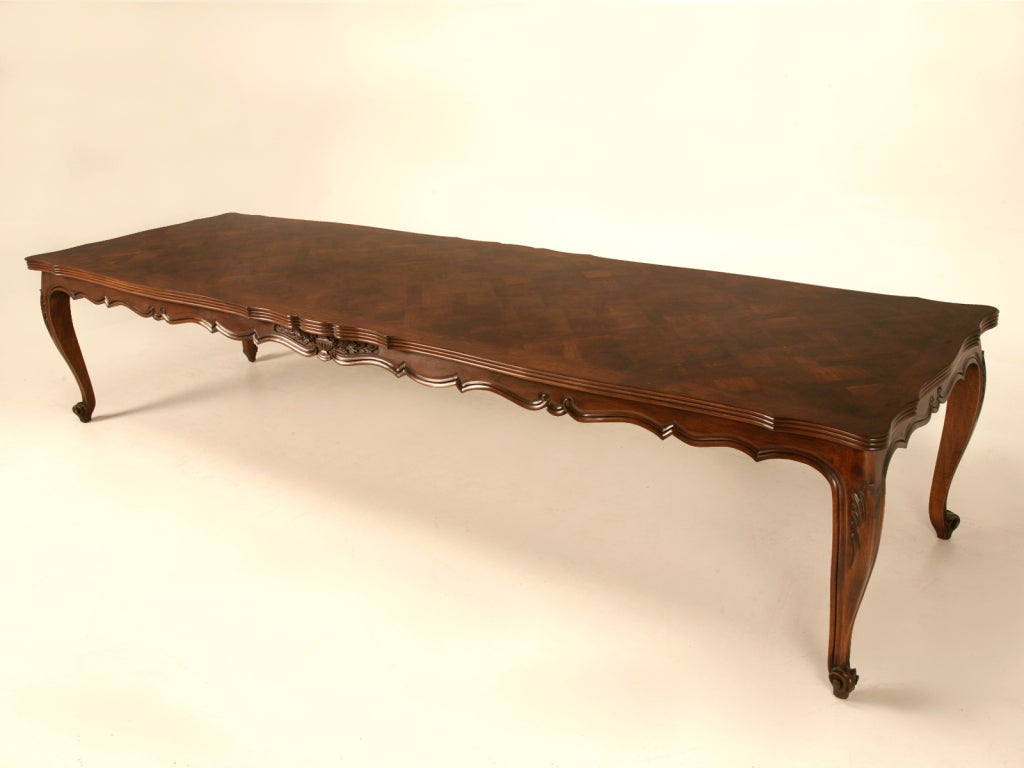 Custom-Modified Vintage French Louis XV Draw-Leaf Table-144"L