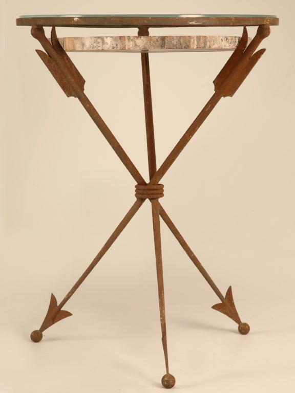20th Century Striking French Petrified Wood & Steel Table w/Arrows as Legs