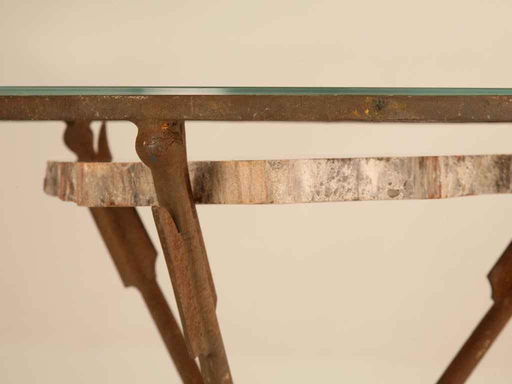 Striking French Petrified Wood & Steel Table w/Arrows as Legs 1