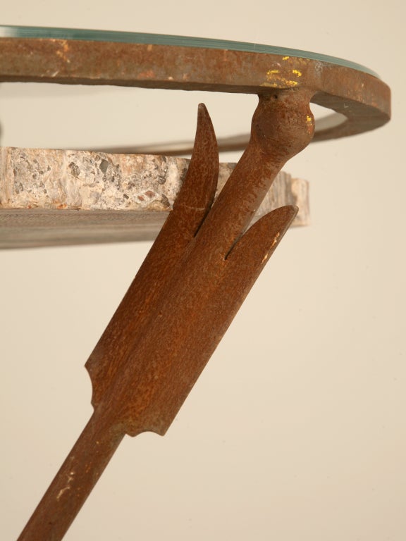 Striking French Petrified Wood & Steel Table w/Arrows as Legs 2