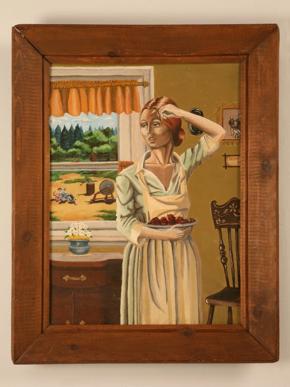 Original "American Housewife" Acrylic on Canvas-Unsigned