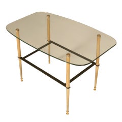 Vintage French Moderne Coffee Table w/Thick Glass Top 3
