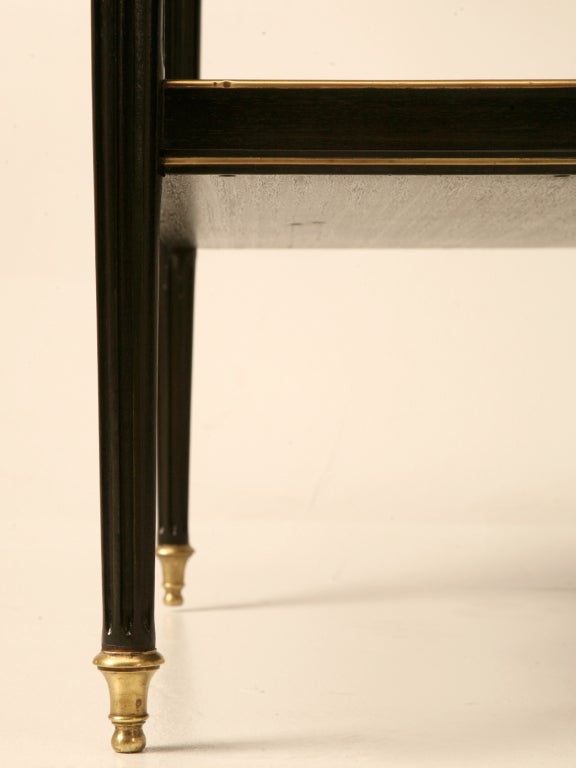 Vntg. French Louis XVI Ebonized & Brass Tea Table/Cart w/Slides 6