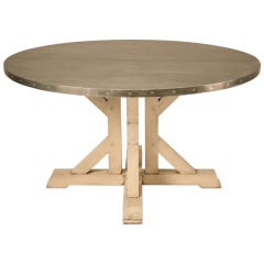 Amazing French 55" Round Zinc Topped Dining Table w/Painted Base 8