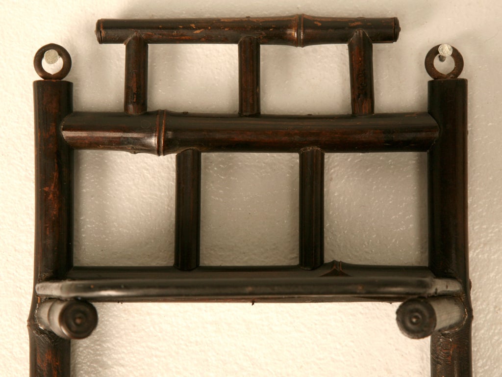 Pair of Antique English Japanned Bamboo 3 Shelf Wall Displays 2