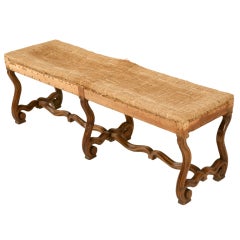 Spectacular Antique French Walnut Os de Mouton 6 Legged Bench