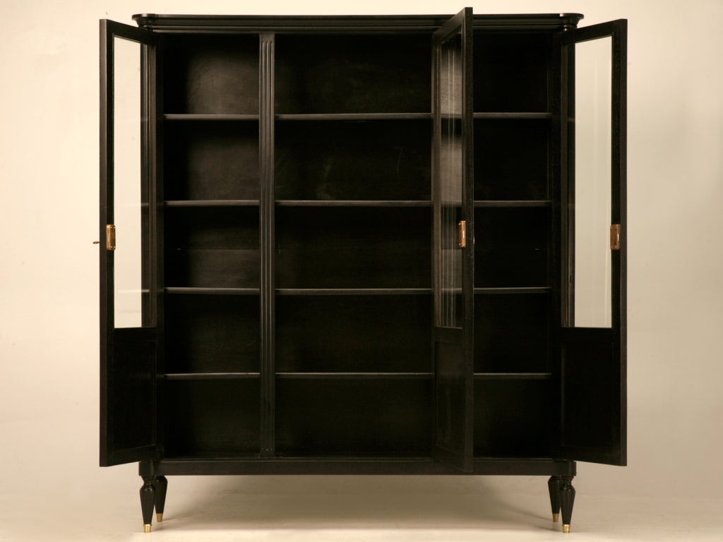 Elegant & Refined Ebonized French LXVI Mahogany Bookcase/Cabinet 4