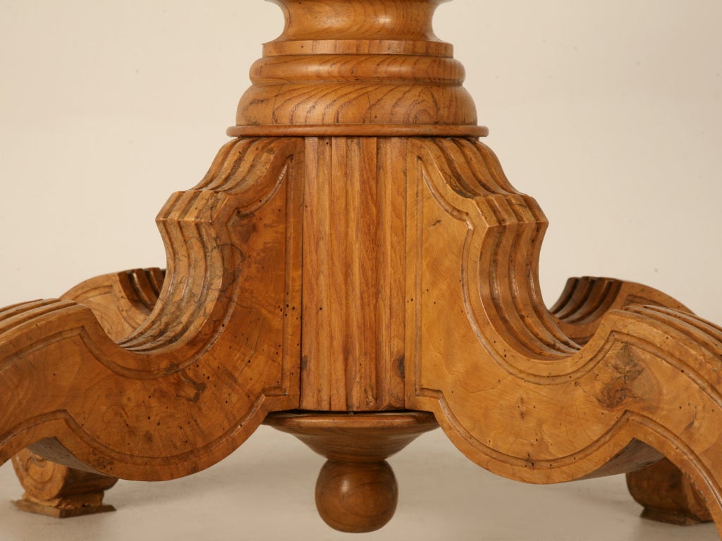 Ovoid Antique Continental Elm Table with Marquetry Diamonds and Stars 3