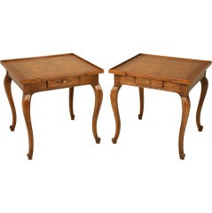 Pair of Vintage "Baker" Louis XV Tables w/Drawers & Burled Wood