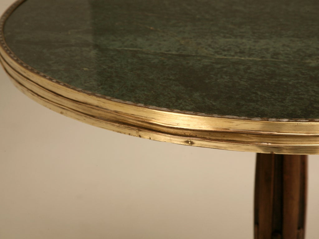 Antique French Bistro Table w/Gorgeous Polished Green Stone Top 2