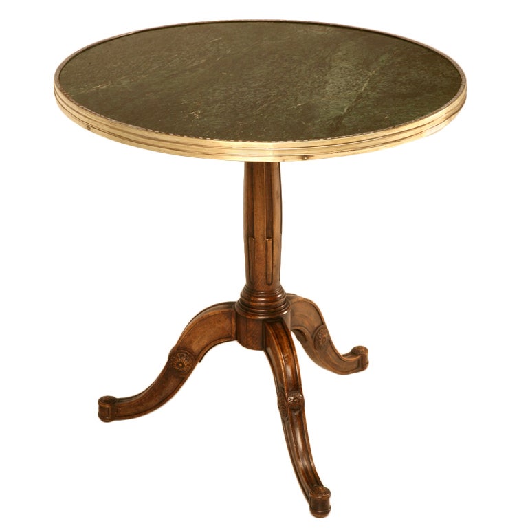 Antique French Bistro Table w/Gorgeous Polished Green Stone Top