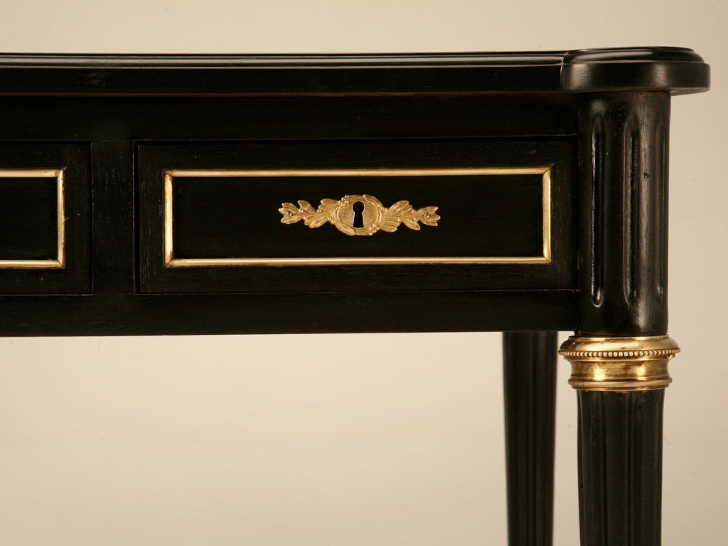 Elegant French LXVI Ebonized Mahogany 3 Drawer Bureau Plat/Desk 1