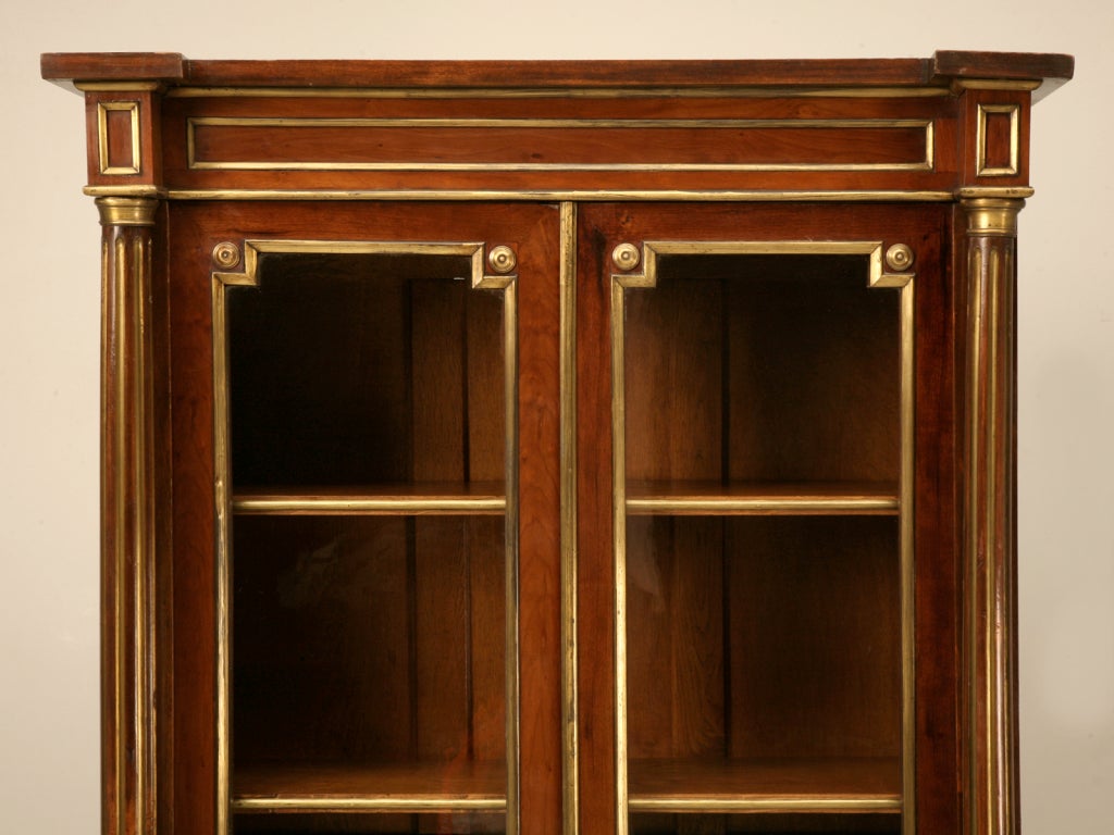 19th Century Antique French Louis XVI Mahogany 2 Door Cabinet w/Orig. Brasses