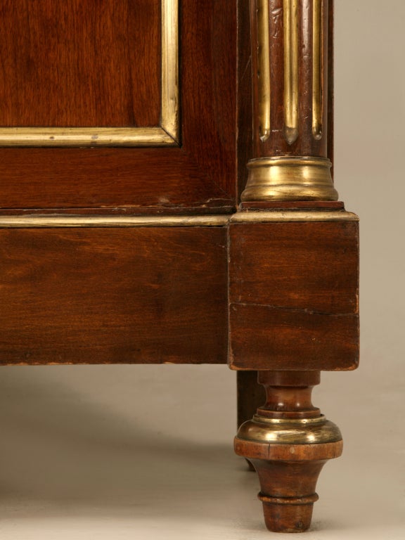 Antique French Louis XVI Mahogany 2 Door Cabinet w/Orig. Brasses 4