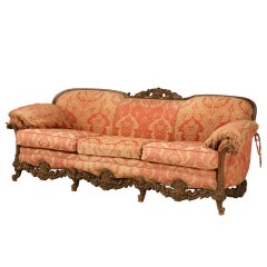 "Custom Commissioned" Unique & Elegant Heavily Carved Walnut Sofa