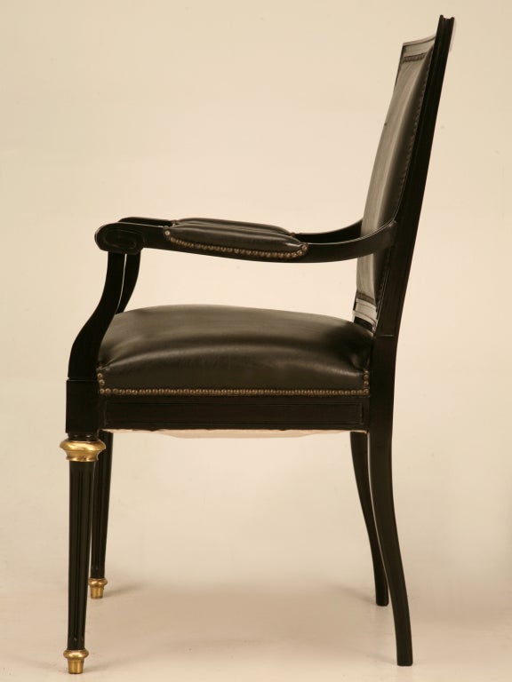 Breathtaking Ebonized Vintage French Louis XVI Desk or Arm Chair 5