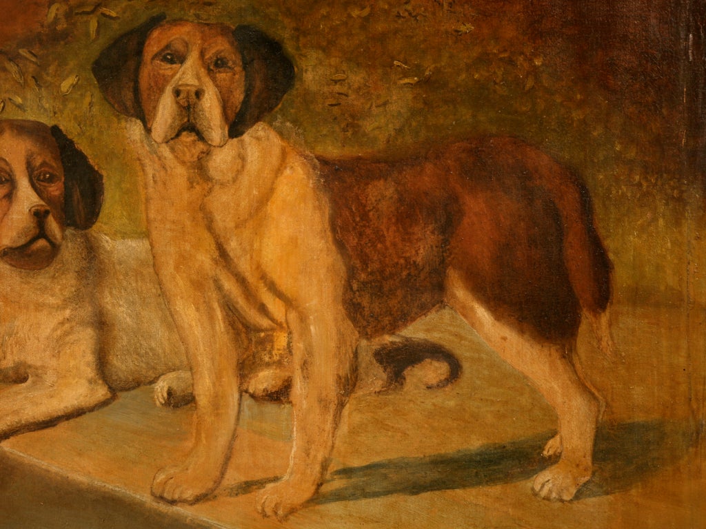 Found whilst roaming the picturesque French countryside scouting for antiques, our buyers keen eye located this wonderful painting hidden under a pile of other pictures. Showcasing each Dogs specific personality has been forever capture in this