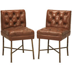 French Leather Chairs in the style of Jacques Adnet, circa 1940s 6