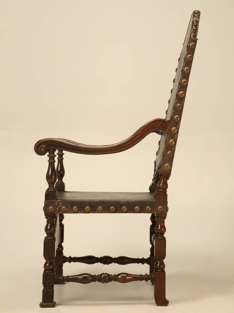Spanish Leather Throne Chair, circa 1860 4