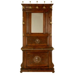 Amazing Antique French Walnut Coat, Hat, & Umbrella Hall Stand