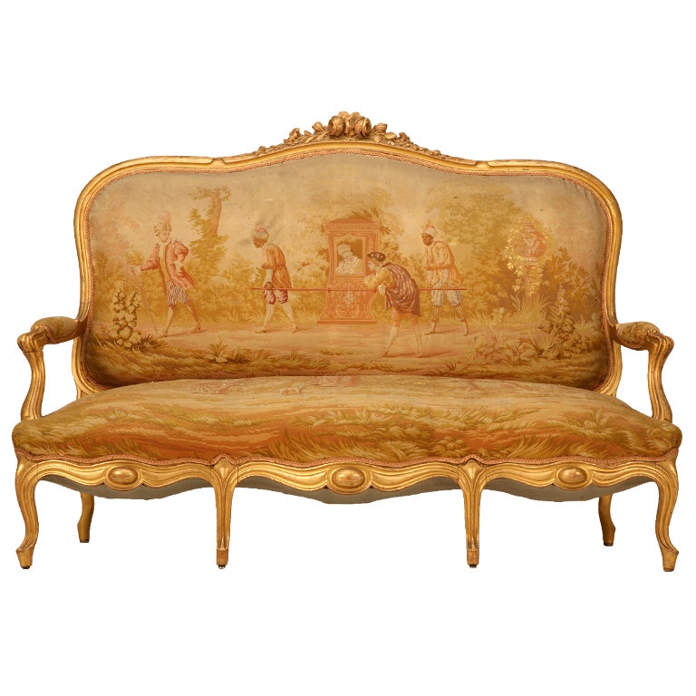 Antique French Gilded Louis XV Style Settee