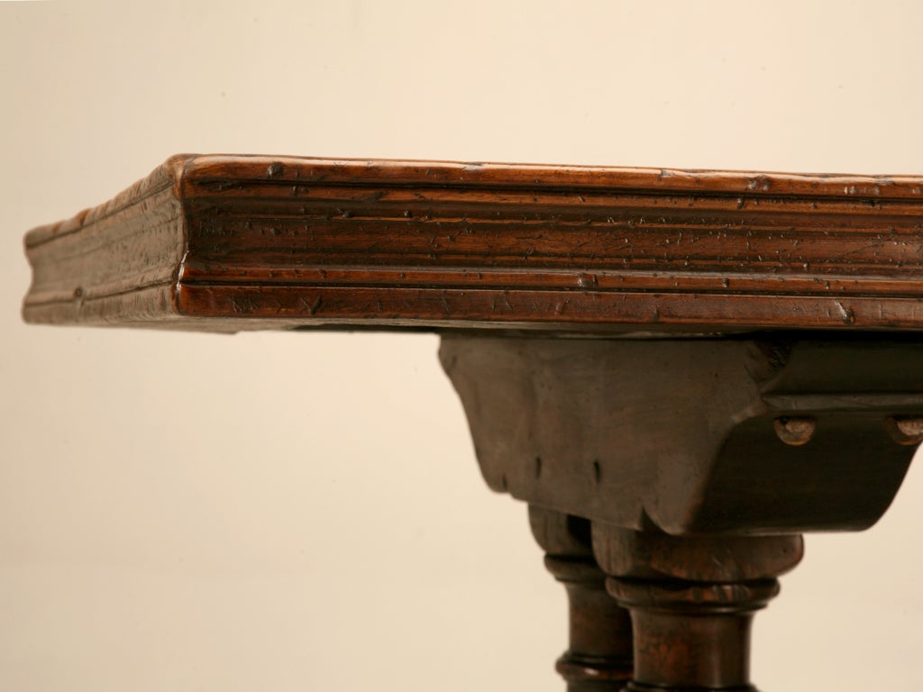 Extraordinary Antique French Chestnut & Walnut Trestle Table 2