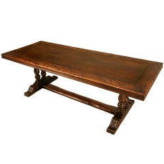 Extraordinary Antique French Chestnut & Walnut Trestle Table