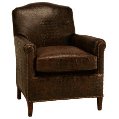 Vollständig restaurierter 1930er French Faux Crocodile Leather Club Chair