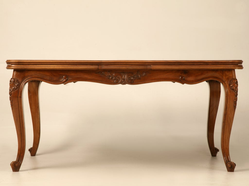 Extra-Large Vintage Italian Rococo Walnut Draw-Leaf Dining Table 3