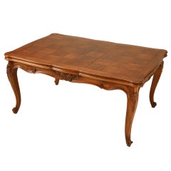 Extra-Large Vintage Italian Rococo Walnut Draw-Leaf Dining Table