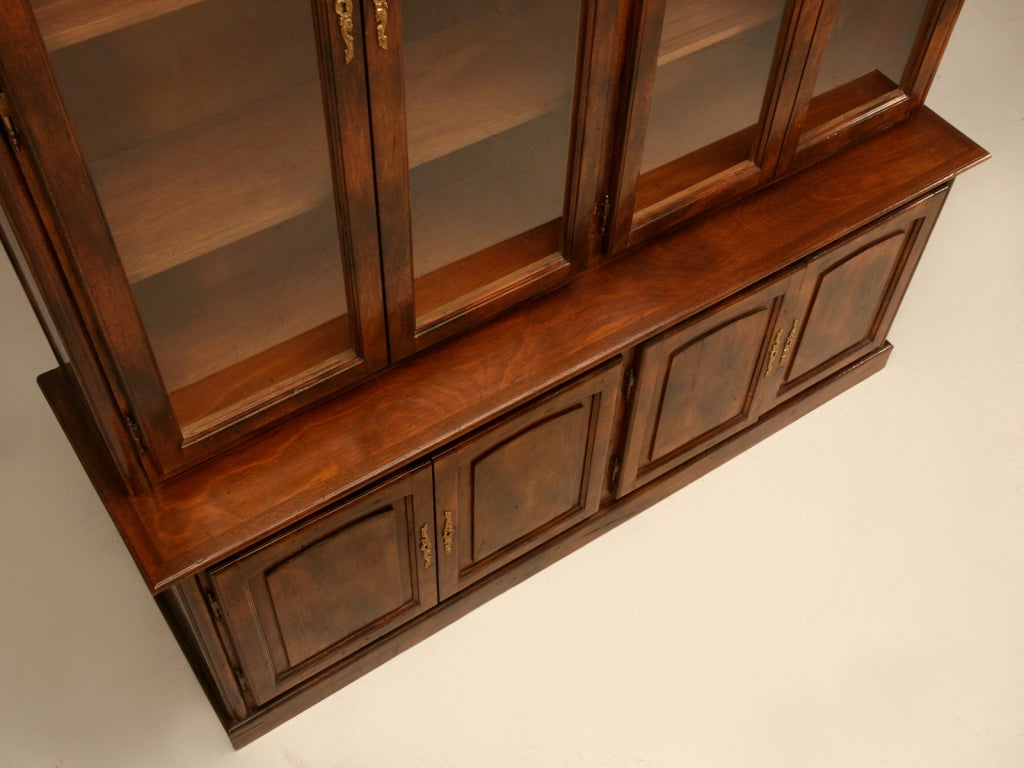 20th Century Classic Vintage French Walnut 4 over 4 Bibliotheque/Cabinet