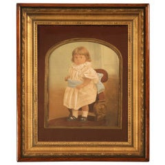 Antique American Victorian Painted Portrait in Original Frame 6