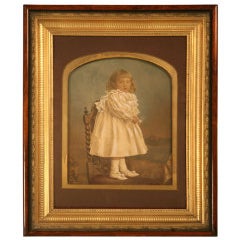 Antique American Victorian Painted Portrait in Original Frame 7