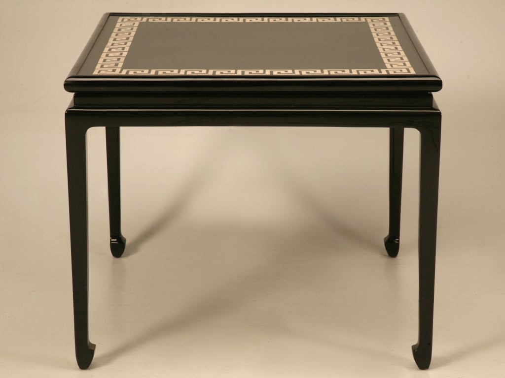 Vintage Lacquer & Tessellated Stone Greek Key Flip Top Game Table