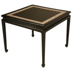 Vintage Lacquer & Tessellated Stone Greek Key Flip Top Game Table