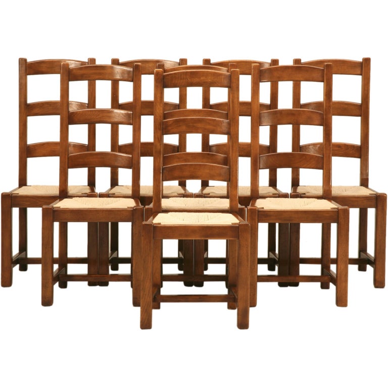 8 Handmade Vintage Country French Ladder-back Dining Chairs