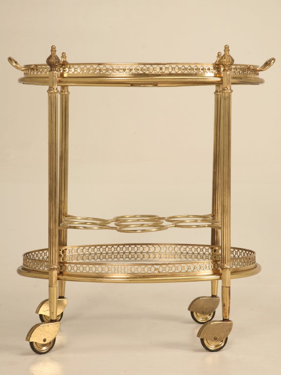 Petite Vintage French Oval Beverage Cart w/Tray Top