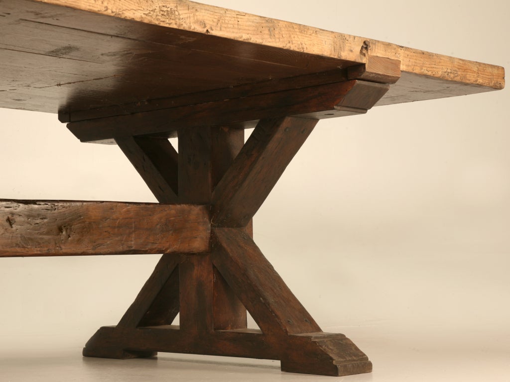 12 Foot Handmade French Style Authentic Solid Weathered White Oak Trestle Table 2