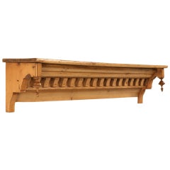 Unique Used English Solid Pine Wall Shelf/Mantle w/Finials