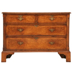 Fine Antique English Burled Walnut and Mahogany 2 over 2 Chest