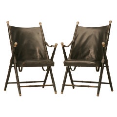 Pair of Valenti Vintage Italian Leather Campaign Chairs (1/3pr)