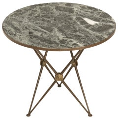 Timeless French 40's Steel & Stone Gueridon, Side or End Table