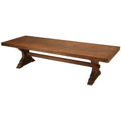 French Solid White Oak Trestle Table