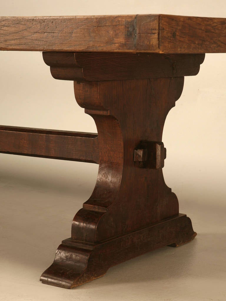 Rustic French Solid White Oak Trestle Table