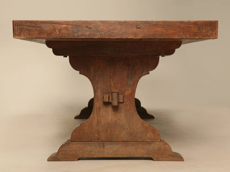 French Solid White Oak Trestle Table 2