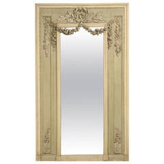 Antique French Original Painted Mirror with Rose and Leaf Relief 5