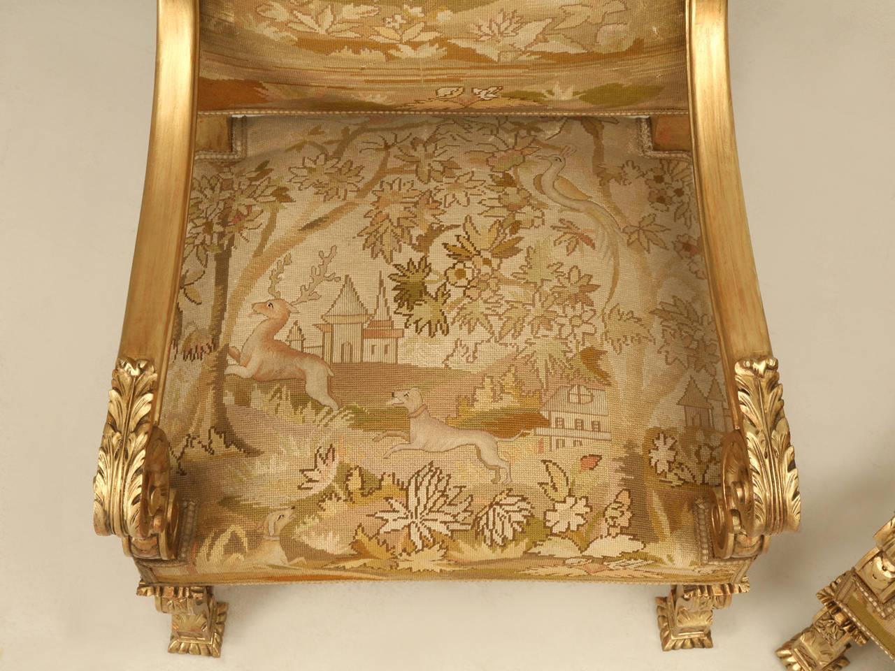 Antique French Gilded Throne Chairs, circa 1900